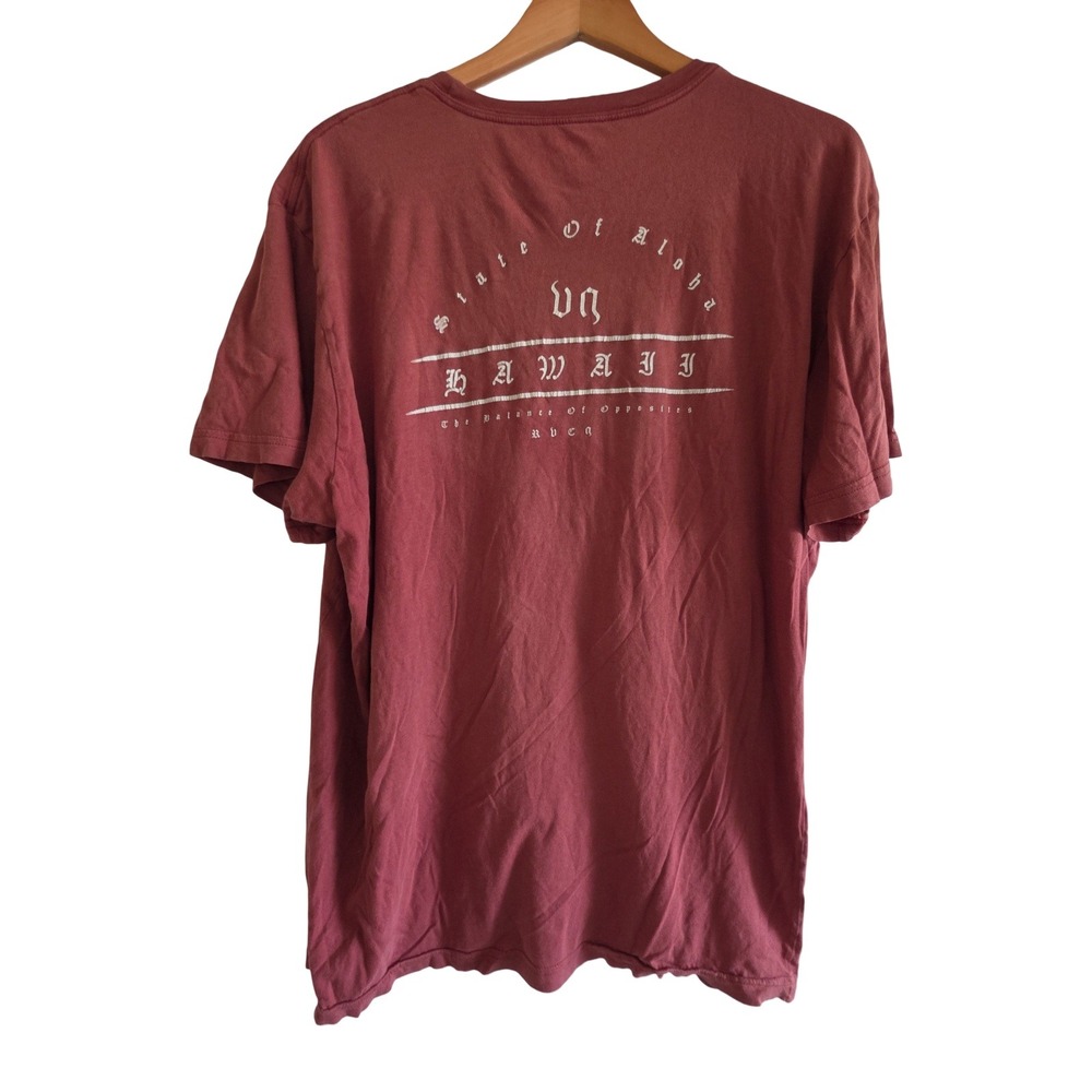 RVCA Mens Vintage Wash VA Hawaii State of Aloha Graphic T-Shirt Burgundy XXL - Picture 7 of 8